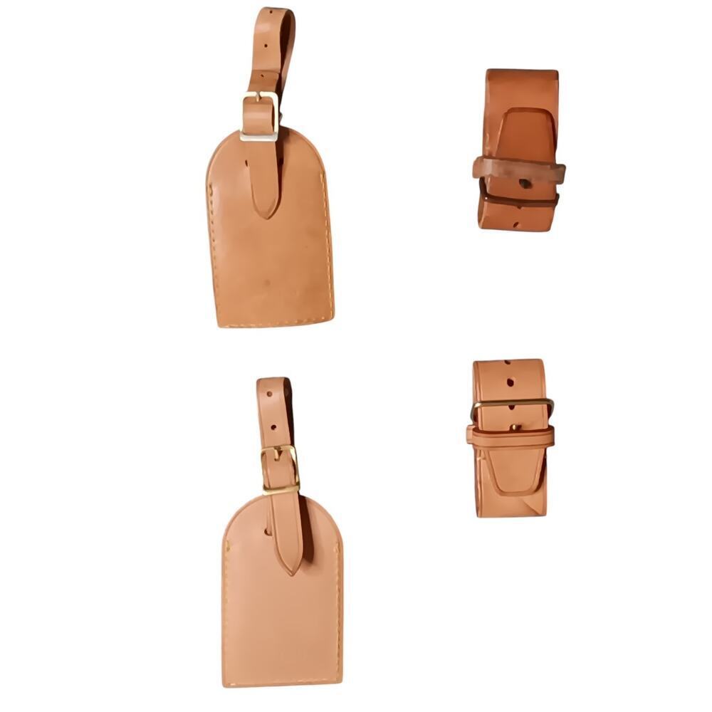 Preowned Authentic Louis Vuitton Vachetta Leather Luggage Tag & Strap Set of 2 - Picture 3 of 16